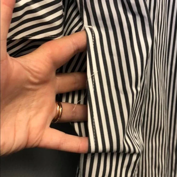 Pappagallo Gray Striped Tiered-Ruffle Sleeve Dress - Picture 4 of 10